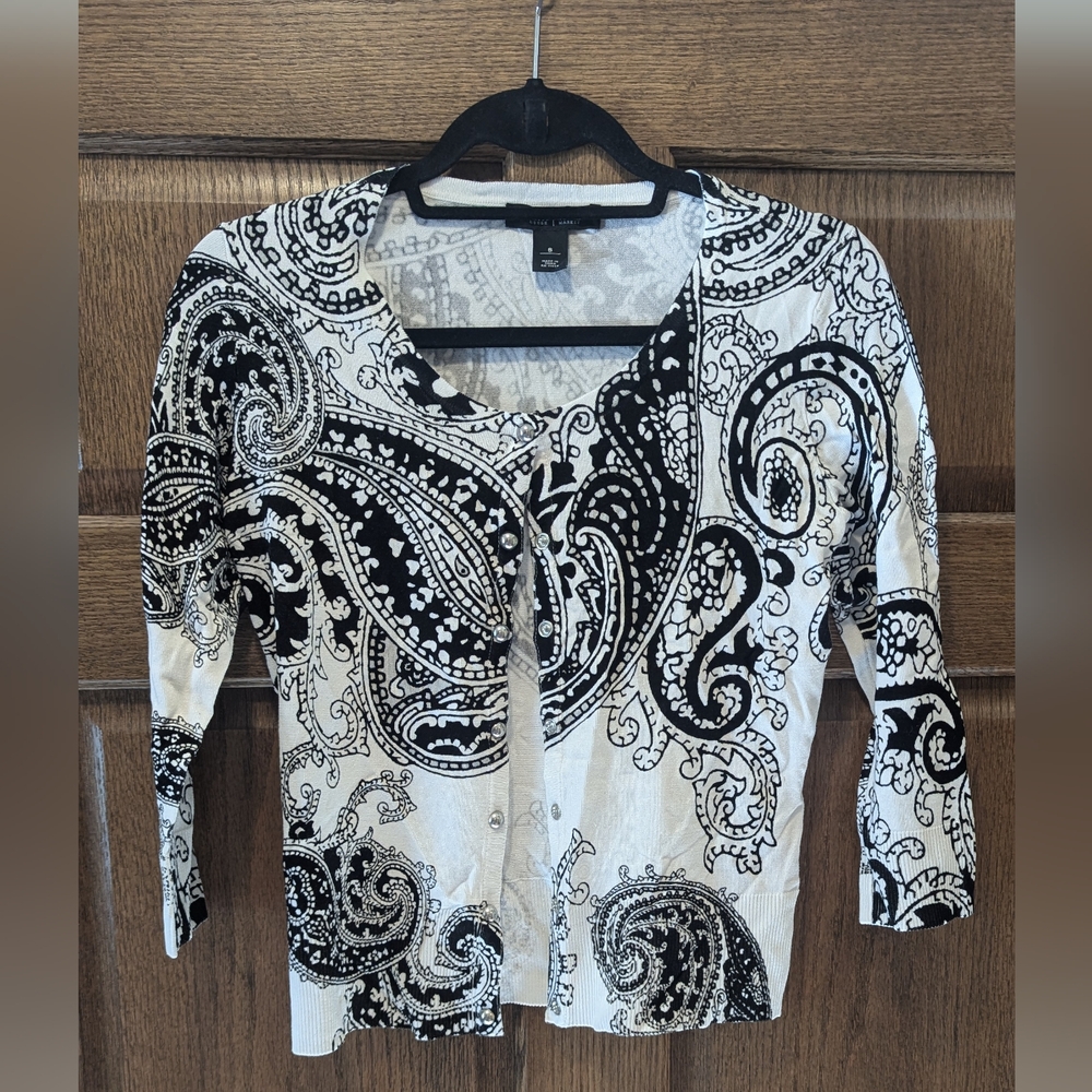 White House Black Market Paisley Women's Button Down Cardigan